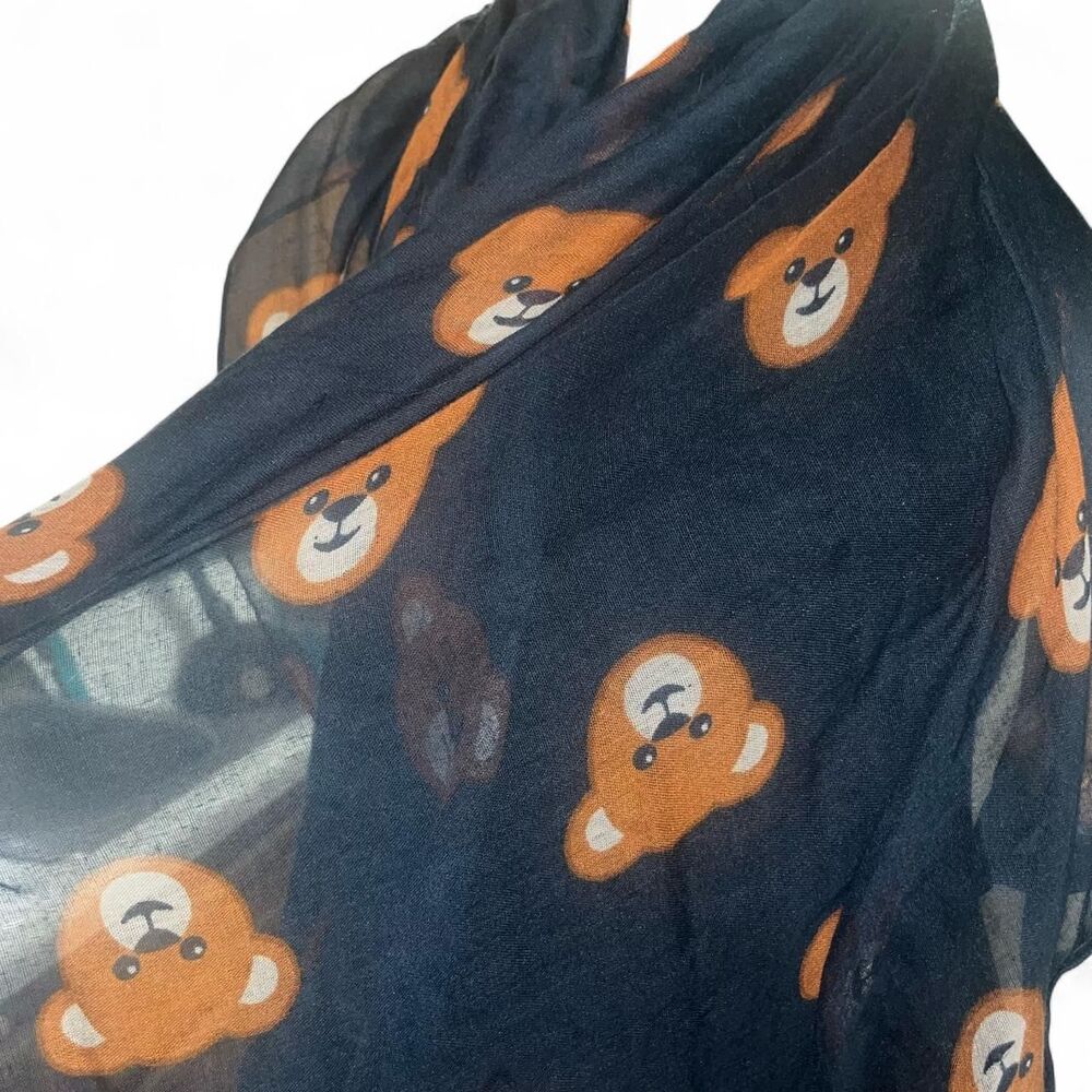 Charming Charlie Women's Brown and Navy Teddy Bear Scarf